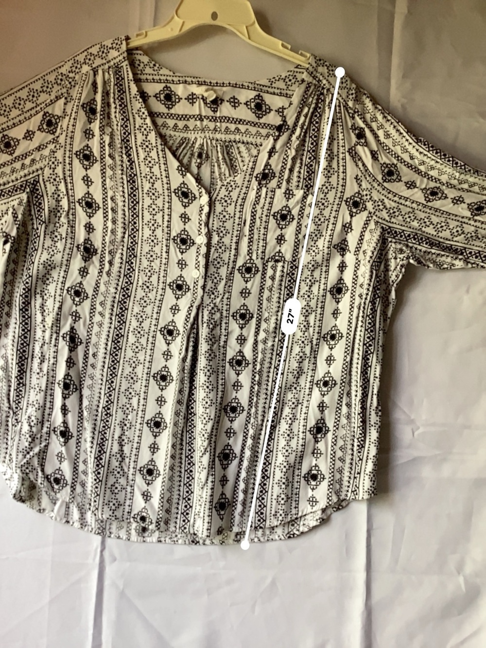 Black & White Printed V-Neck Tunic Top - Picture 7 of 10